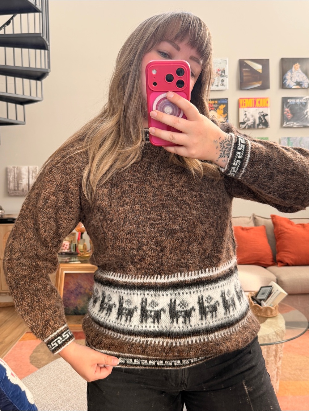 Brown Fair Isle Alpaca-Blend Sweater